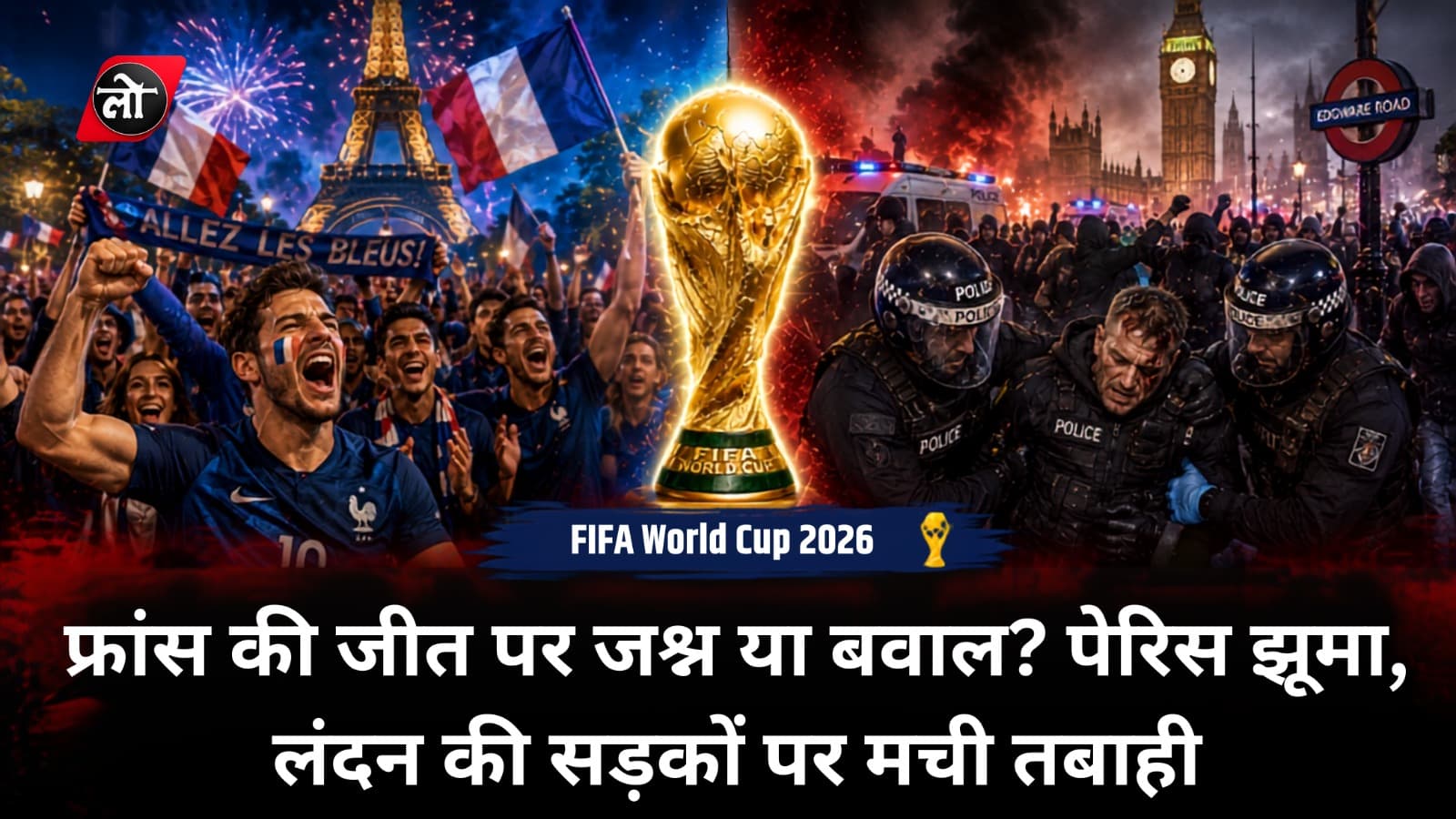 मैदान में फ्रांस की जीत... बाहर बेकाबू भीड़! पेरिस ने मनाया जश्न, लंदन की सड़कों पर हिंसा; पुलिस अधिकारी घायल