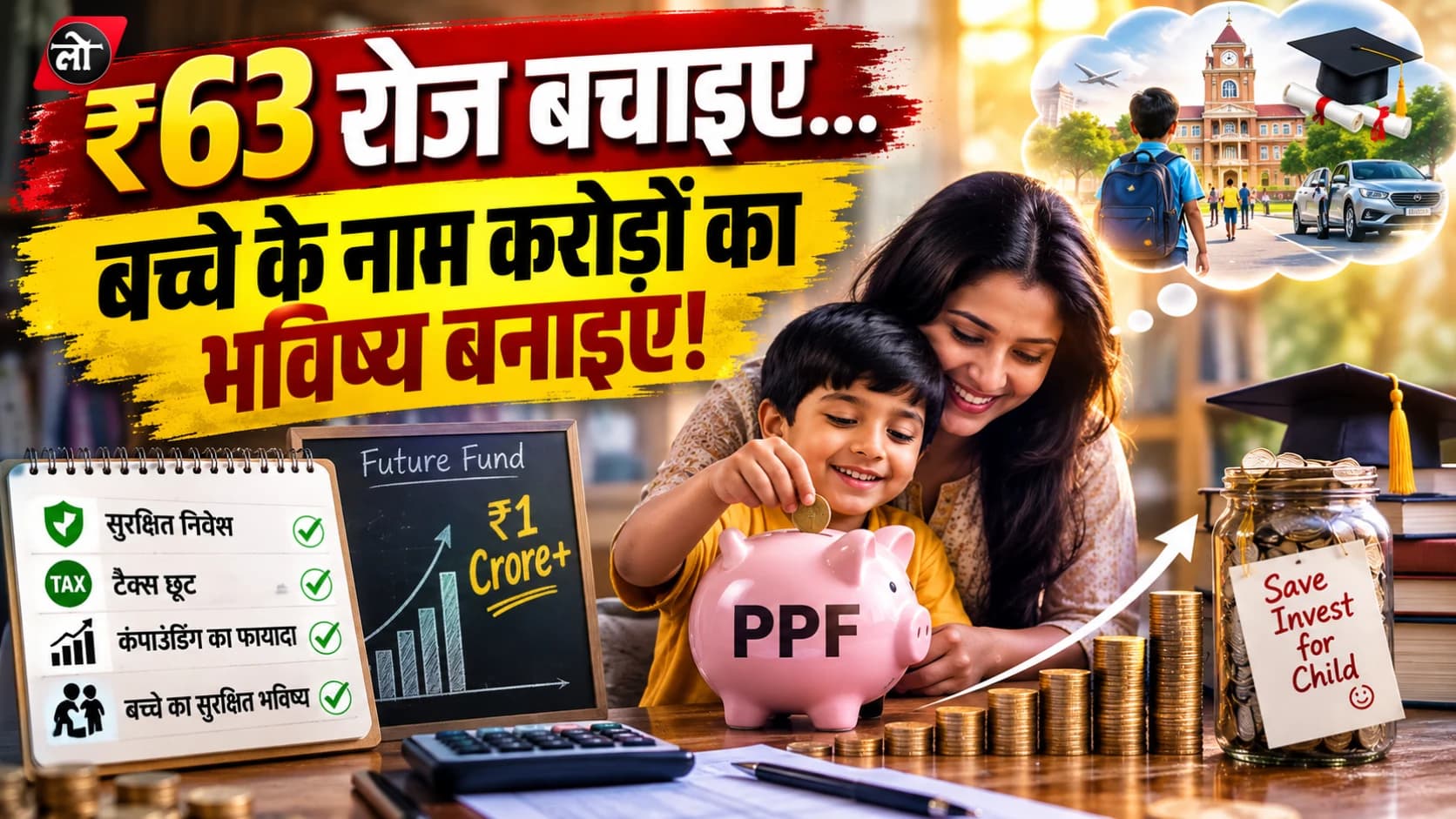 हर दिन सिर्फ ₹63 की बचत... बच्चे के नाम बन सकता है ₹1 करोड़ का फंड! PPF का ऐसा फॉर्मूला जो हर माता-पिता को जानना चाहिए