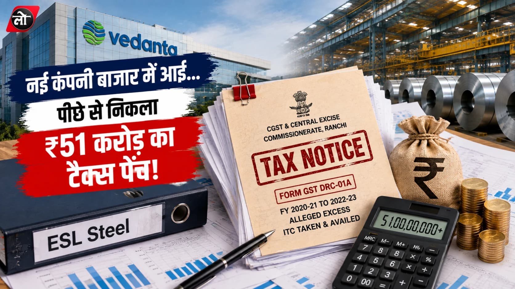 Vedanta की नई कंपनी बनते ही ₹51 करोड़ का टैक्स पेंच! ESL Steel पर ज्यादा ITC लेने का आरोप, CGST ने शुरू की कार्रवाई