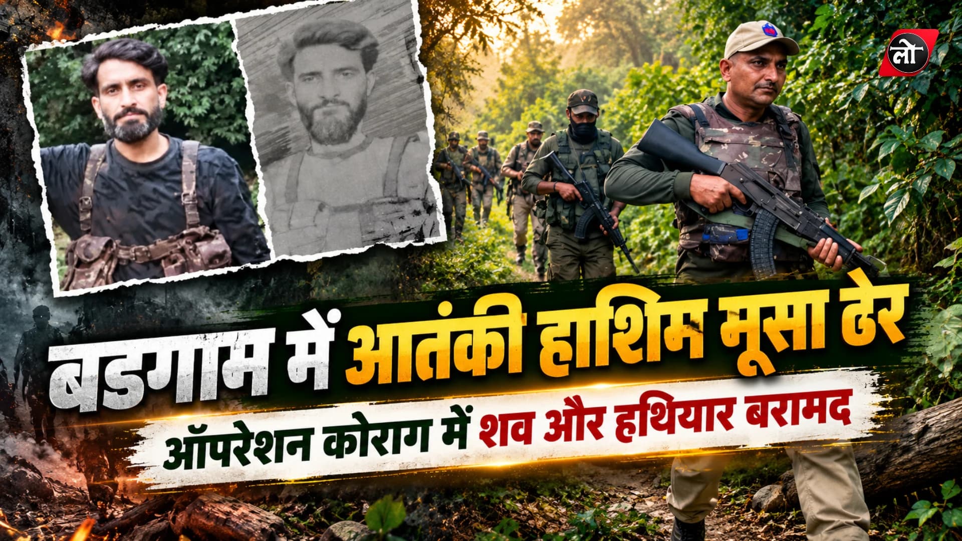 बडगाम में ऑपरेशन कोराग: लश्कर आतंकी हाशिम मूसा का शव बरामद, हथियार भी मिले